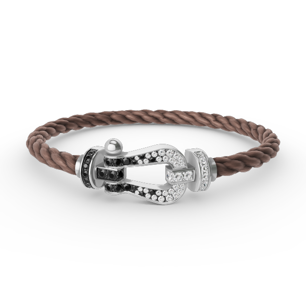 [Bling Jewelrys ]FORCE LARGE HORSESHOE BLACK WHITE DIAMOND BRACELET SILVER