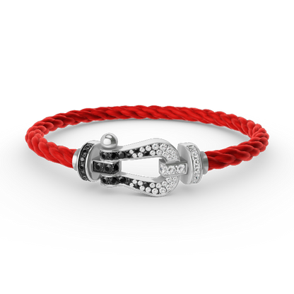 [Bling Jewelrys ]FORCE LARGE HORSESHOE BLACK WHITE DIAMOND BRACELET SILVER