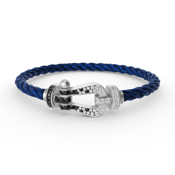 [Bling Jewelrys ]FORCE LARGE HORSESHOE BLACK WHITE DIAMOND BRACELET SILVER