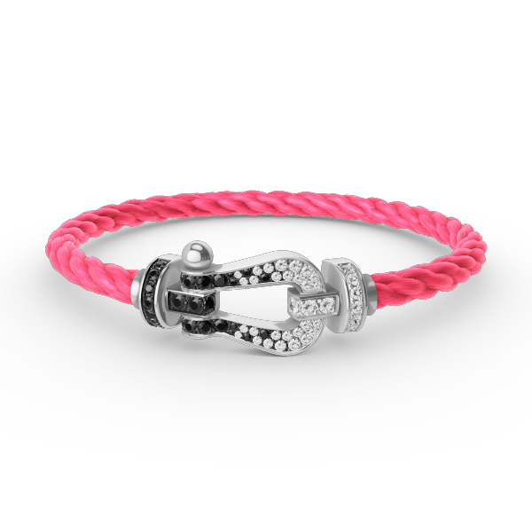 [Bling Jewelrys ]FORCE LARGE HORSESHOE BLACK WHITE DIAMOND BRACELET SILVER