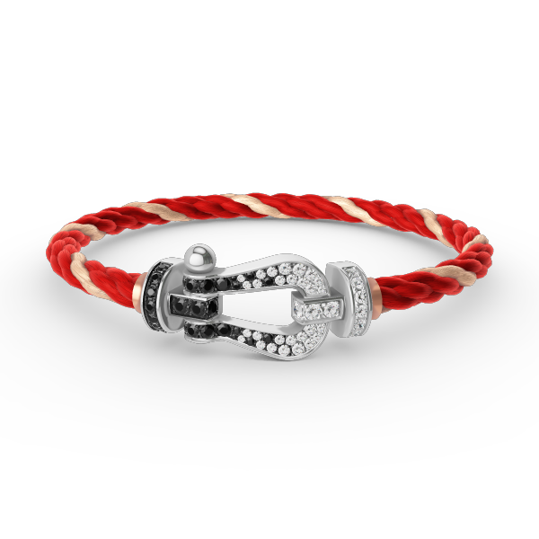 [Bling Jewelrys ]FORCE LARGE HORSESHOE BLACK WHITE DIAMOND BRACELET SILVER