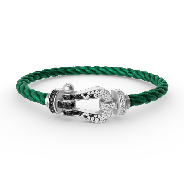 [Bling Jewelrys ]FORCE LARGE HORSESHOE BLACK WHITE DIAMOND BRACELET SILVER