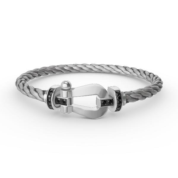 [Bling Jewelrys ]FORCE LARGE HORSESHOE BLACK DIAMOND BRACELET SILVER