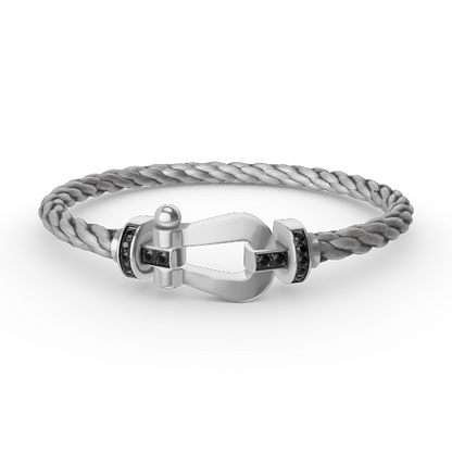 [Bling Jewelrys ]FORCE LARGE HORSESHOE BLACK DIAMOND BRACELET SILVER