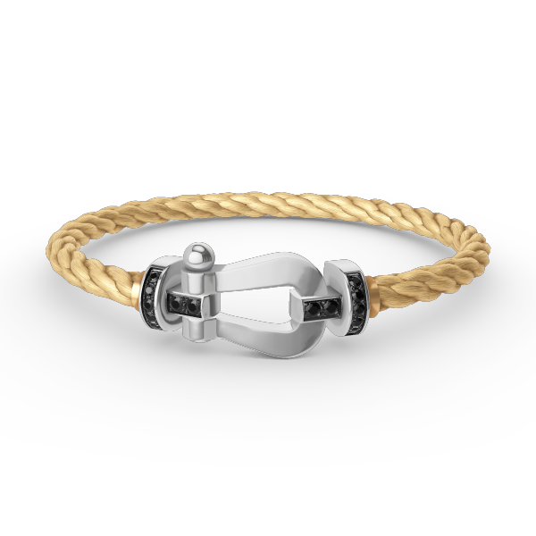 [Bling Jewelrys ]FORCE LARGE HORSESHOE BLACK DIAMOND BRACELET SILVER