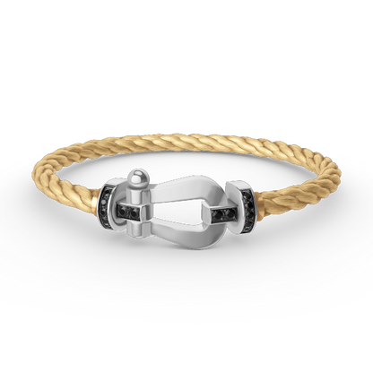 [Bling Jewelrys ]FORCE LARGE HORSESHOE BLACK DIAMOND BRACELET SILVER