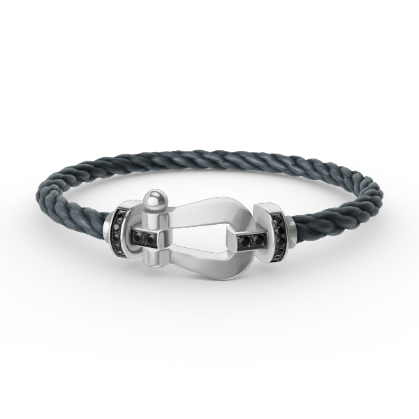 [Bling Jewelrys ]FORCE LARGE HORSESHOE BLACK DIAMOND BRACELET SILVER
