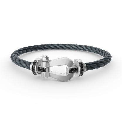 [Bling Jewelrys ]FORCE LARGE HORSESHOE BLACK DIAMOND BRACELET SILVER