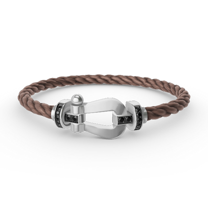 [Bling Jewelrys ]FORCE LARGE HORSESHOE BLACK DIAMOND BRACELET SILVER
