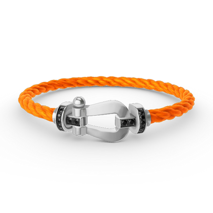 [Bling Jewelrys ]FORCE LARGE HORSESHOE BLACK DIAMOND BRACELET SILVER