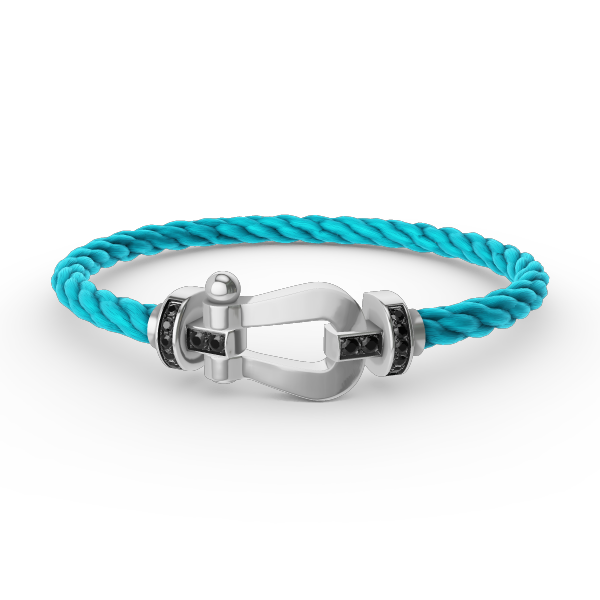 [Bling Jewelrys ]FORCE LARGE HORSESHOE BLACK DIAMOND BRACELET SILVER