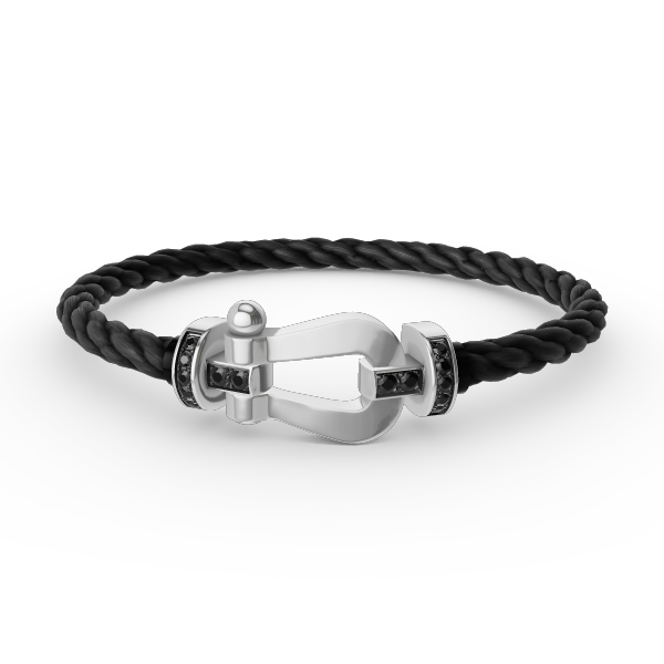 [Bling Jewelrys ]FORCE LARGE HORSESHOE BLACK DIAMOND BRACELET SILVER