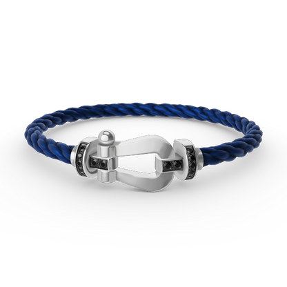 [Bling Jewelrys ]FORCE LARGE HORSESHOE BLACK DIAMOND BRACELET SILVER
