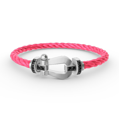 [Bling Jewelrys ]FORCE LARGE HORSESHOE BLACK DIAMOND BRACELET SILVER