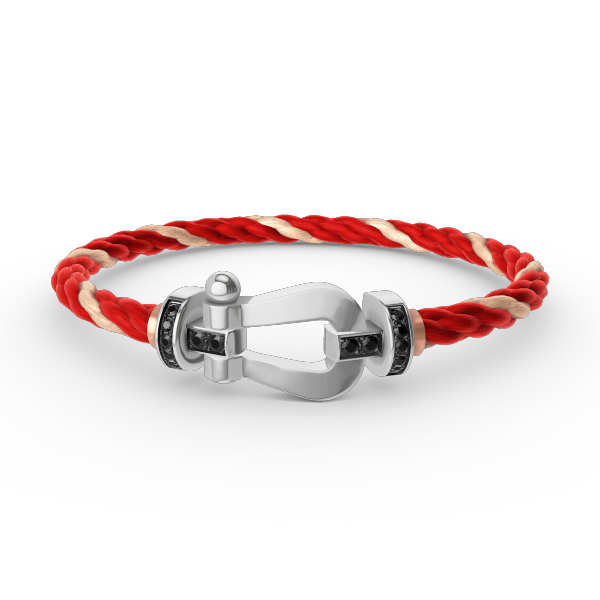 [Bling Jewelrys ]FORCE LARGE HORSESHOE BLACK DIAMOND BRACELET SILVER