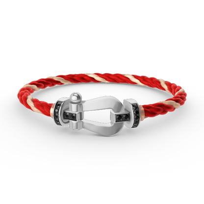 [Bling Jewelrys ]FORCE LARGE HORSESHOE BLACK DIAMOND BRACELET SILVER