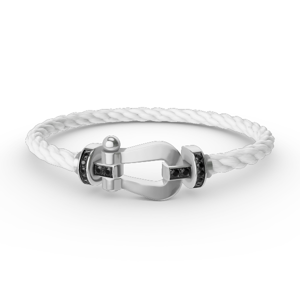 [Bling Jewelrys ]FORCE LARGE HORSESHOE BLACK DIAMOND BRACELET SILVER