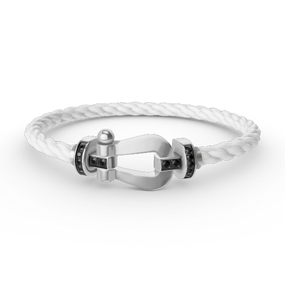 [Bling Jewelrys ]FORCE LARGE HORSESHOE BLACK DIAMOND BRACELET SILVER