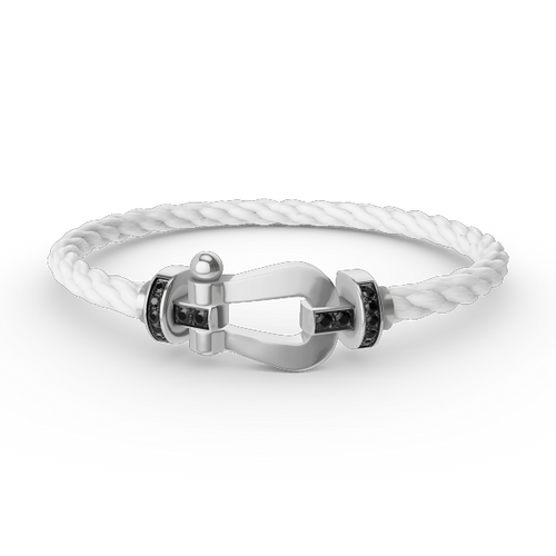 [Bling Jewelrys ]FORCE LARGE HORSESHOE BLACK DIAMOND BRACELET SILVER