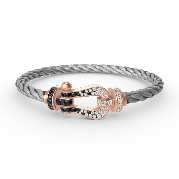 [Bling Jewelrys ]FORCE LARGE HORSESHOE BLACK WHITE DIAMOND BRACELET ROSE GOLD
