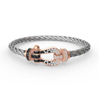 [Bling Jewelrys ]FORCE LARGE HORSESHOE BLACK WHITE DIAMOND BRACELET ROSE GOLD