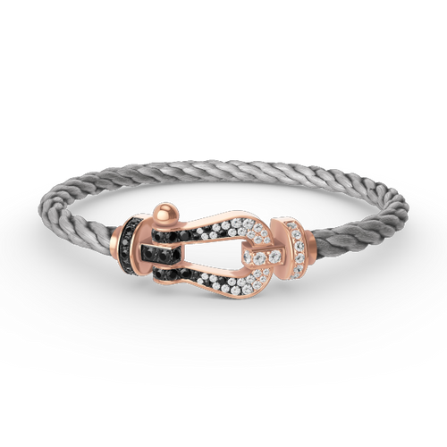 [Bling Jewelrys ]FORCE LARGE HORSESHOE BLACK WHITE DIAMOND BRACELET ROSE GOLD