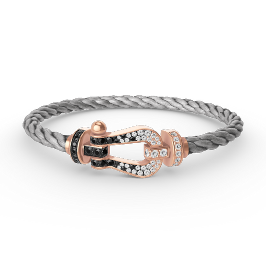 [Bling Jewelrys ]FORCE LARGE HORSESHOE BLACK WHITE DIAMOND BRACELET ROSE GOLD
