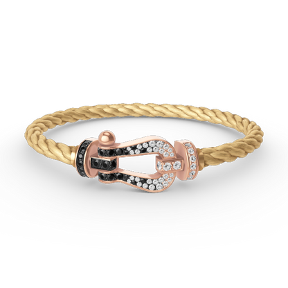 [Bling Jewelrys ]FORCE LARGE HORSESHOE BLACK WHITE DIAMOND BRACELET ROSE GOLD