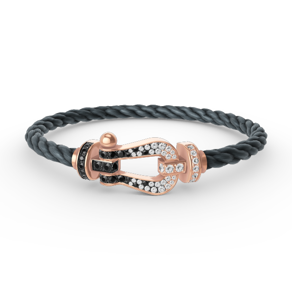 [Bling Jewelrys ]FORCE LARGE HORSESHOE BLACK WHITE DIAMOND BRACELET ROSE GOLD