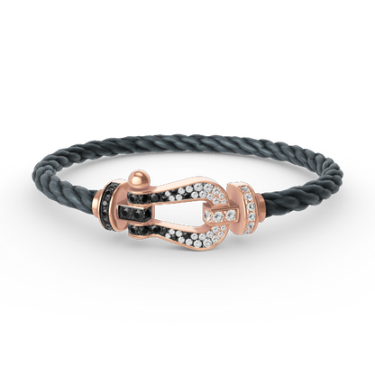 [Bling Jewelrys ]FORCE LARGE HORSESHOE BLACK WHITE DIAMOND BRACELET ROSE GOLD