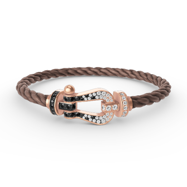 [Bling Jewelrys ]FORCE LARGE HORSESHOE BLACK WHITE DIAMOND BRACELET ROSE GOLD