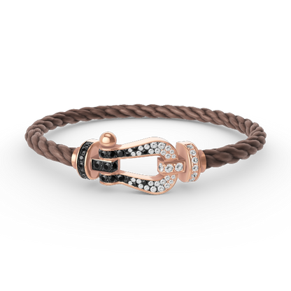 [Bling Jewelrys ]FORCE LARGE HORSESHOE BLACK WHITE DIAMOND BRACELET ROSE GOLD