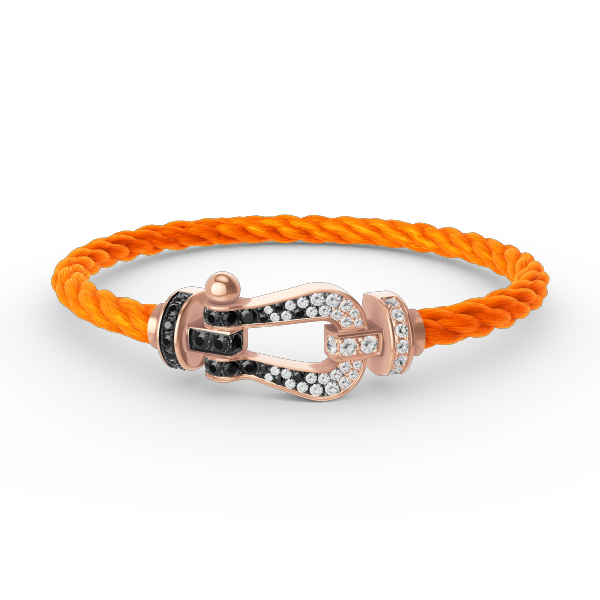 [Bling Jewelrys ]FORCE LARGE HORSESHOE BLACK WHITE DIAMOND BRACELET ROSE GOLD