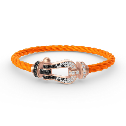 [Bling Jewelrys ]FORCE LARGE HORSESHOE BLACK WHITE DIAMOND BRACELET ROSE GOLD