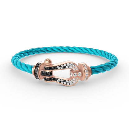 [Bling Jewelrys ]FORCE LARGE HORSESHOE BLACK WHITE DIAMOND BRACELET ROSE GOLD