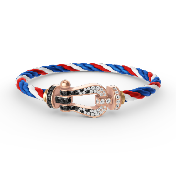 [Bling Jewelrys ]FORCE LARGE HORSESHOE BLACK WHITE DIAMOND BRACELET ROSE GOLD