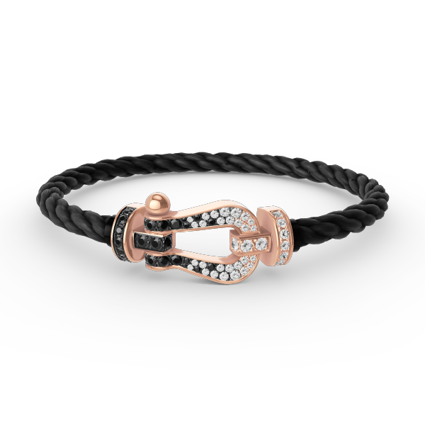 [Bling Jewelrys ]FORCE LARGE HORSESHOE BLACK WHITE DIAMOND BRACELET ROSE GOLD