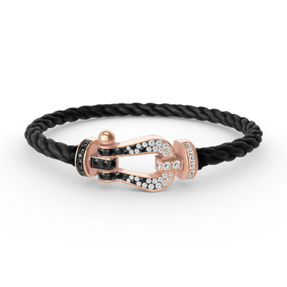 [Bling Jewelrys ]FORCE LARGE HORSESHOE BLACK WHITE DIAMOND BRACELET ROSE GOLD