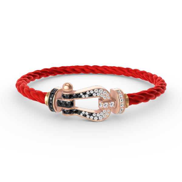 [Bling Jewelrys ]FORCE LARGE HORSESHOE BLACK WHITE DIAMOND BRACELET ROSE GOLD