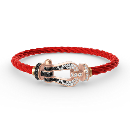 [Bling Jewelrys ]FORCE LARGE HORSESHOE BLACK WHITE DIAMOND BRACELET ROSE GOLD