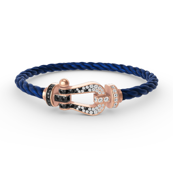 [Bling Jewelrys ]FORCE LARGE HORSESHOE BLACK WHITE DIAMOND BRACELET ROSE GOLD