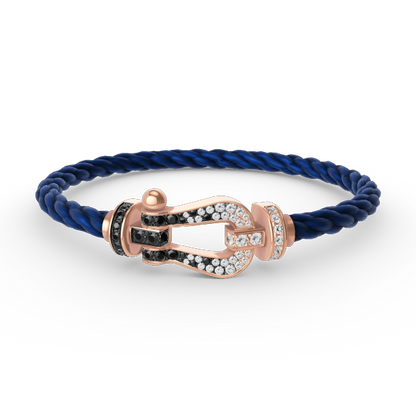 [Bling Jewelrys ]FORCE LARGE HORSESHOE BLACK WHITE DIAMOND BRACELET ROSE GOLD