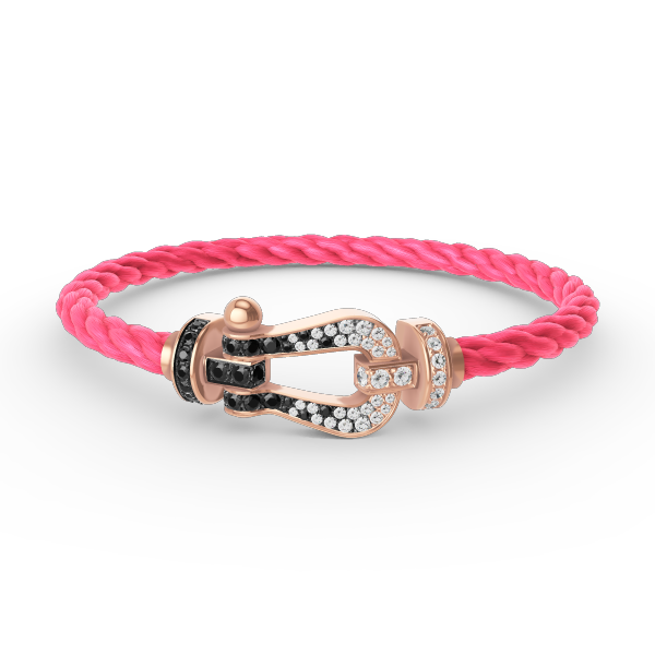 [Bling Jewelrys ]FORCE LARGE HORSESHOE BLACK WHITE DIAMOND BRACELET ROSE GOLD
