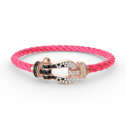 [Bling Jewelrys ]FORCE LARGE HORSESHOE BLACK WHITE DIAMOND BRACELET ROSE GOLD