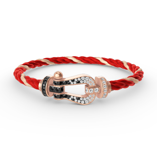 [Bling Jewelrys ]FORCE LARGE HORSESHOE BLACK WHITE DIAMOND BRACELET ROSE GOLD