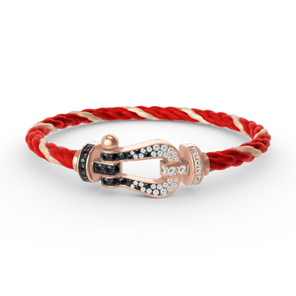 [Bling Jewelrys ]FORCE LARGE HORSESHOE BLACK WHITE DIAMOND BRACELET ROSE GOLD