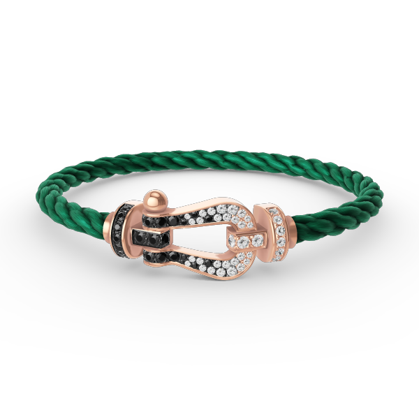 [Bling Jewelrys ]FORCE LARGE HORSESHOE BLACK WHITE DIAMOND BRACELET ROSE GOLD