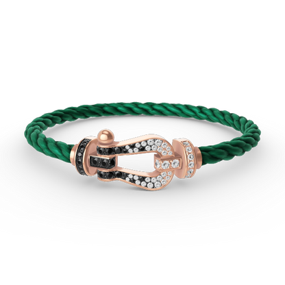 [Bling Jewelrys ]FORCE LARGE HORSESHOE BLACK WHITE DIAMOND BRACELET ROSE GOLD