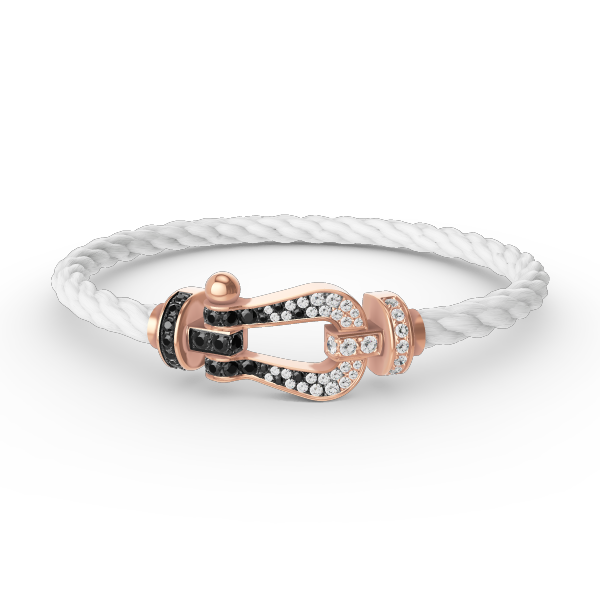 [Bling Jewelrys ]FORCE LARGE HORSESHOE BLACK WHITE DIAMOND BRACELET ROSE GOLD