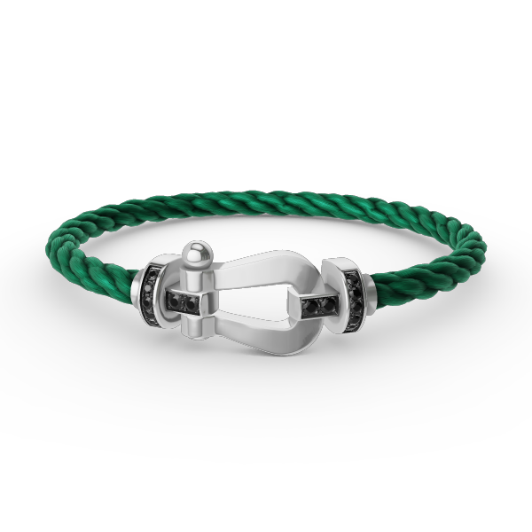 [Bling Jewelrys ]FORCE LARGE HORSESHOE BLACK DIAMOND BRACELET SILVER